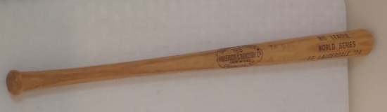 Vintage 1974 Baseball Mini Wooden Bat Big League World Series Fort Lauderdale Lousville Slugger