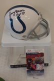 Lenny Moore Autographed Signed Mini NFL Colts Riddell Helmet JSA COA HOF Inscription