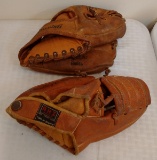 2 Vintage Kids Baseball Glove Pair All Star Model TRA Pocket 6029 Vada Pinson Model