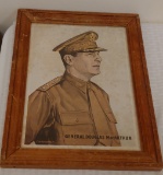 Vintage WWI World War General Douglas MacArthur Military E.R. Henderson Print Framed