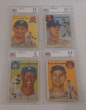 4 Beckett GRADED Vintage 1954 Topps Baseball Card Lot Scull Nelson Allie Olson