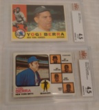 Vintage 1960 1973 Topps Baseball Card Pair Yogi Berra Yankees HOF Beckett GRADED 4.5 EX