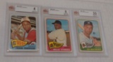 3 Vintage 1965 Topps HOF Star Card Lot Beckett GRADED Stargell Frank Robinson Mathews