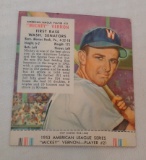 Vintage 1953 Red Man Tobacco Card w/ Tab Baseball Mickey Vernon Senators