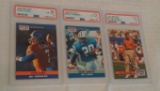 3 NFL Pro Set NFL Football 3 Card Lot PSA GRADED Elway Sanders Belichick