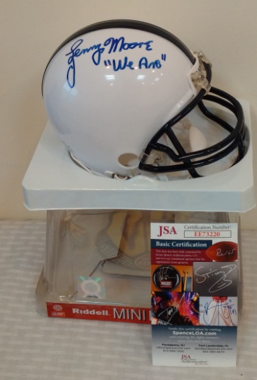 Lenny Moore Penn State Autographed Signed Mini Helmet We Are Inscription JSA COA PSU Paterno Colts