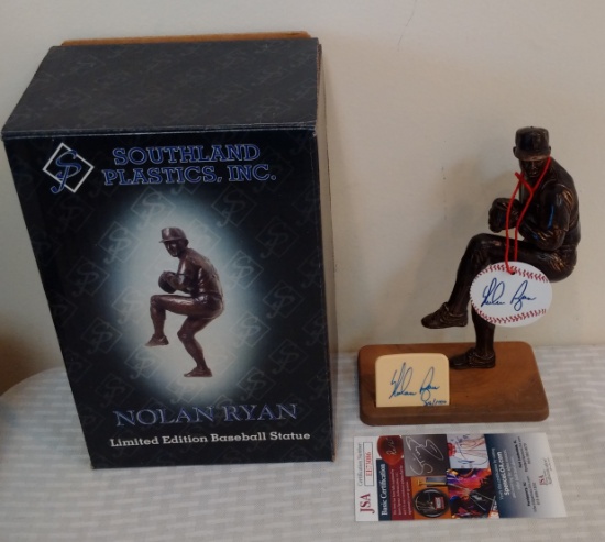 Nolan Ryan Autographed Signed Statue Rangers Baseball JSA COA w/ Box Hang Tag HOF MLB