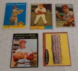 5 Vintage Baseball Card Lot Phillies 1950s 1960s 1970s Bunning Ashburn Hamner Team Bowman