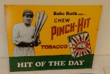 1991 Babe Ruth Tin Embossed Advertising Sign Pinch Hit Tobacco