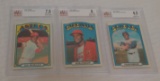 3 Vintage 1972 Topps Baseball Card Lot Stars HOFers Beckett GRADED Gibson Frank Robinson Morgan HOF