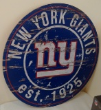 Large Wooden New York Giants NFL Football Sign Cave Decor Wall Plaque 24'' Round