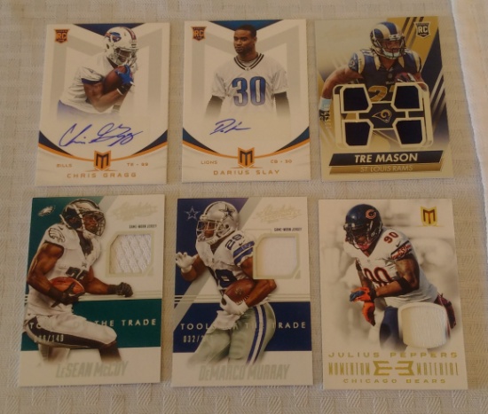 6 NFL Football Jersey GU Auto Relic Insert Card Lot Peppers /49 Murray McCoy