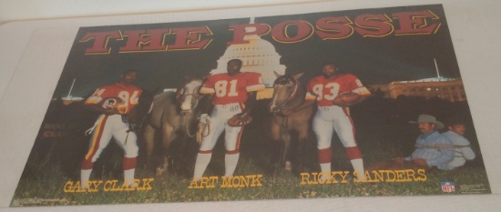 Rare Vintage Washington Redskins Full Size Poster The Posse NFL Football Monk Sanders Clark WR