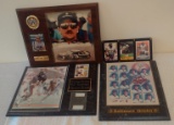 Sports Wooden Plaque Lot Dale Earnhardt Sr Walter Payton Orioles Team w/ Bears Cards