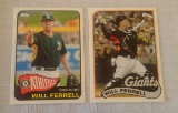 2015 Topps Archives Will Ferrell Baseball Card Pair SP Actor Giants Athletics A's NRMT