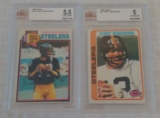 2 Vintage Topps Terry Bradshaw Beckett GRADED NFL Football Cards Pair Steelers HOF 1978 1979 EX+