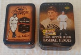 2 Metal Baseball Card Empty Tin Lot Babe Ruth Lou Gehrig Yankees HOF Upper Deck Timeless Treasures