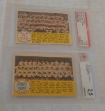 2 Vintage 1958 Topps Baseball Team Card Lot Beckett PSA GRADED Phillies Tigers