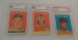 3 Vintage 1958 Topps Beckett PSA GRADED Card Lot Harvey Kuenn Jim Davenport Milt Pappas