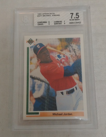 1991 Upper Deck Baseball #SP1 Michael Jordan White Sox Rookie Card RC BGS Beckett GRADED 7.5 NRMT