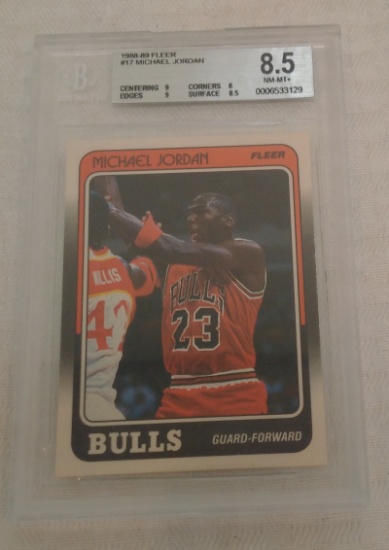 1988-89 Fleer NBA Baseball Card #17 Michael Jordan Bulls BGS Beckett GRADED 8.5 NRMT MINT HOF