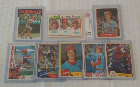 Tom Herr Baseball Card Lot w/ Beckett GRADED Rookie Cardinals & John Tudor 1981 Topps RC