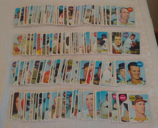 169 Different Vintage 1969 Topps Baseball Card Lot Starter Set Solid Condition Mainly Commons