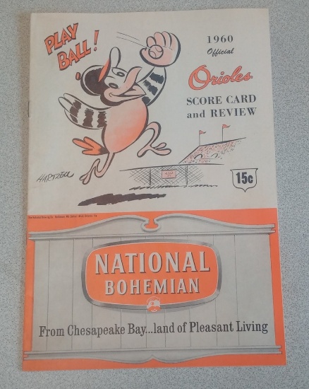 Vintage 1960 Baltimore Orioles Official Scorecard Publication Nice Clean Advertising