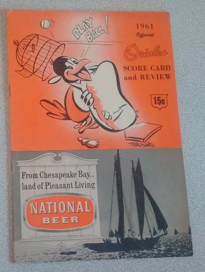 Vintage 1961 Baltimore Orioles Official Scorecard Publication Nice Clean Advertising