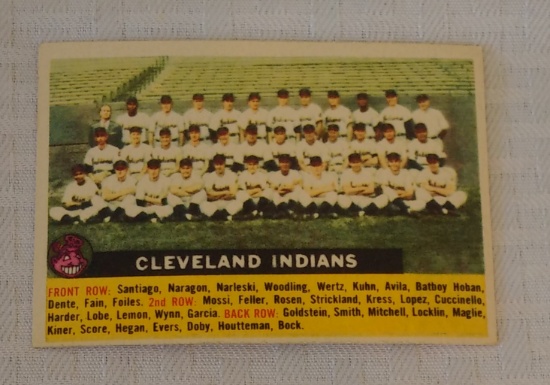 Vintage 1956 Topps Baseball Team Card #85 Cleveland Indians White Back Nice Card Name Centered