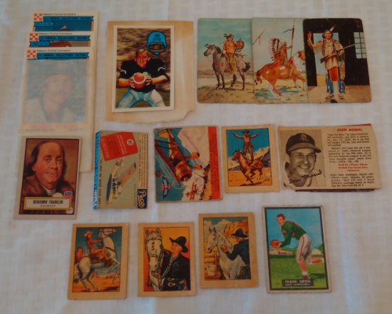 Vintage Sports & Non Sports Card Lot Kellogg's NFL Musial Oddball Indians Airplane Benjamin Franklin