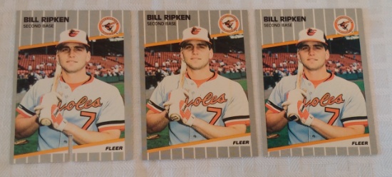 3 Different 1989 Fleer #616 Billy Ripken Error Rick Face Card Lot Sawcut Orioles RC White Airbrushed