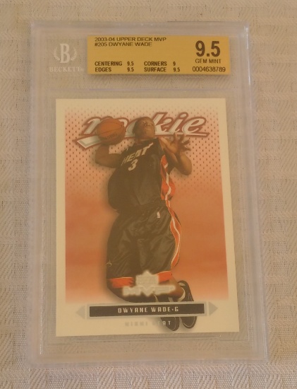 2003-04 Upper Deck MVP Rookie Card RC NBA Basketball #205 Dwayne Wade Heat BGS GRADED 9.5 GEM MINT