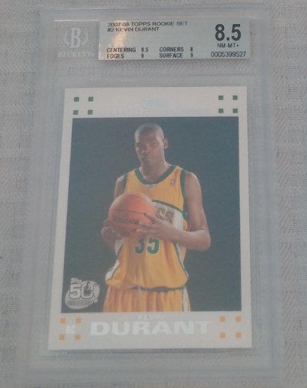 2007-08 Topps NBA Basketball Rookie Card #2 Kevin Durant RC BGS Beckett GRADED 8.5 MINT White #2