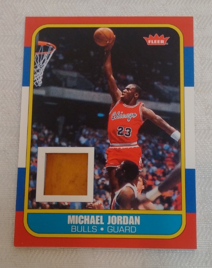 2007-08 NBA Basketball Fleer Michael Jordan Rookie Reprint Insert Game Used Floor Relic Insert Bulls
