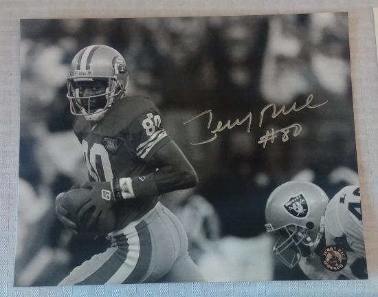 Jerry Rice Autographed 8x10 B/W w/ His Own Hologram COA 49ers HOF NFL Football