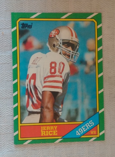 Key Vintage 1986 Topps NFL Football #161 Rookie Card Jerry Rice RC 49ers HOF Nice Condition