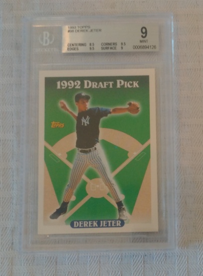 1993 Topps Baseball #98 Derek Jeter Yankees BGS GRADED 9 MINT Beckett Yankees HOF 9.5 Subs MLB Key