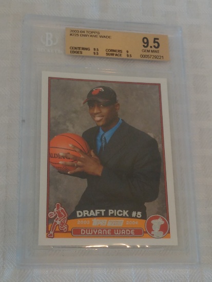 2003-04 Topps NBA Basketball Rookie Card Dwayne Wade BGS Beckett GRADED 9.5 GEM MINT Heat RC 3 Subs