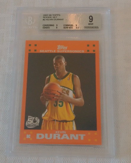 2007-08 Topps NBA Basketball Rookie Card #2 Kevin Durant RC BGS Beckett GRADED 9 MINT Orange 9.5 Sub