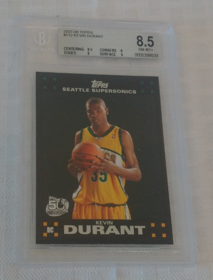 2007-08 Topps NBA Basketball Rookie Card #112 Kevin Durant RC BGS Beckett GRADED 8.5 Black Sub 9.5