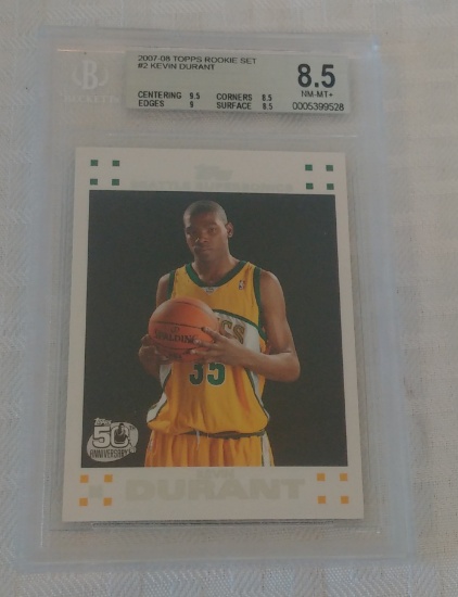 2007-08 Topps NBA Basketball Rookie Card #2 Kevin Durant RC BGS Beckett GRADED 8.5 White 9.5 9 Subs