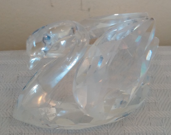 Swarovski Glass Swan Animal Figurine Paperweight Stamped Bottom Crystal