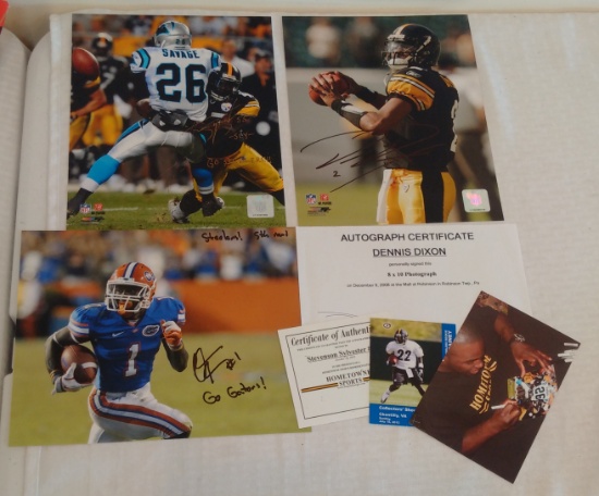 3 Steelers Autographed 8x10 Football Lot COA Dennis Dixon Stevenson Sylvester Chris Rainey