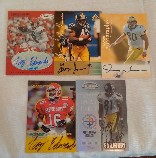 5 Steelers NFL Football Signed Autographed Rookie Card Lot