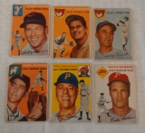 6 Vintage 1954 Topps Baseball Card Lot Ashburn