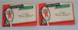 2 Vintage 1958 Texaco Service Gasoline Calendar Card Lot Pair