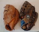 2 Vintage Baseball Glove Mitt Lot Endorsed Store Model Rod Carew & Eddie Bouchee Big Dipper