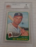 Vintage 1965 Topps Baseball Card #500 Eddie Mathews Braves HOF Beckett GRADED 7 NRMT Slabbed