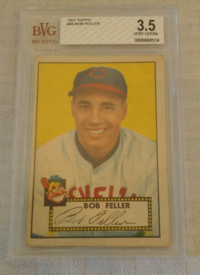 Vintage 1952 Topps Baseball Card #88 Bob Feller Indians HOF Beckett GRADED 3.5
